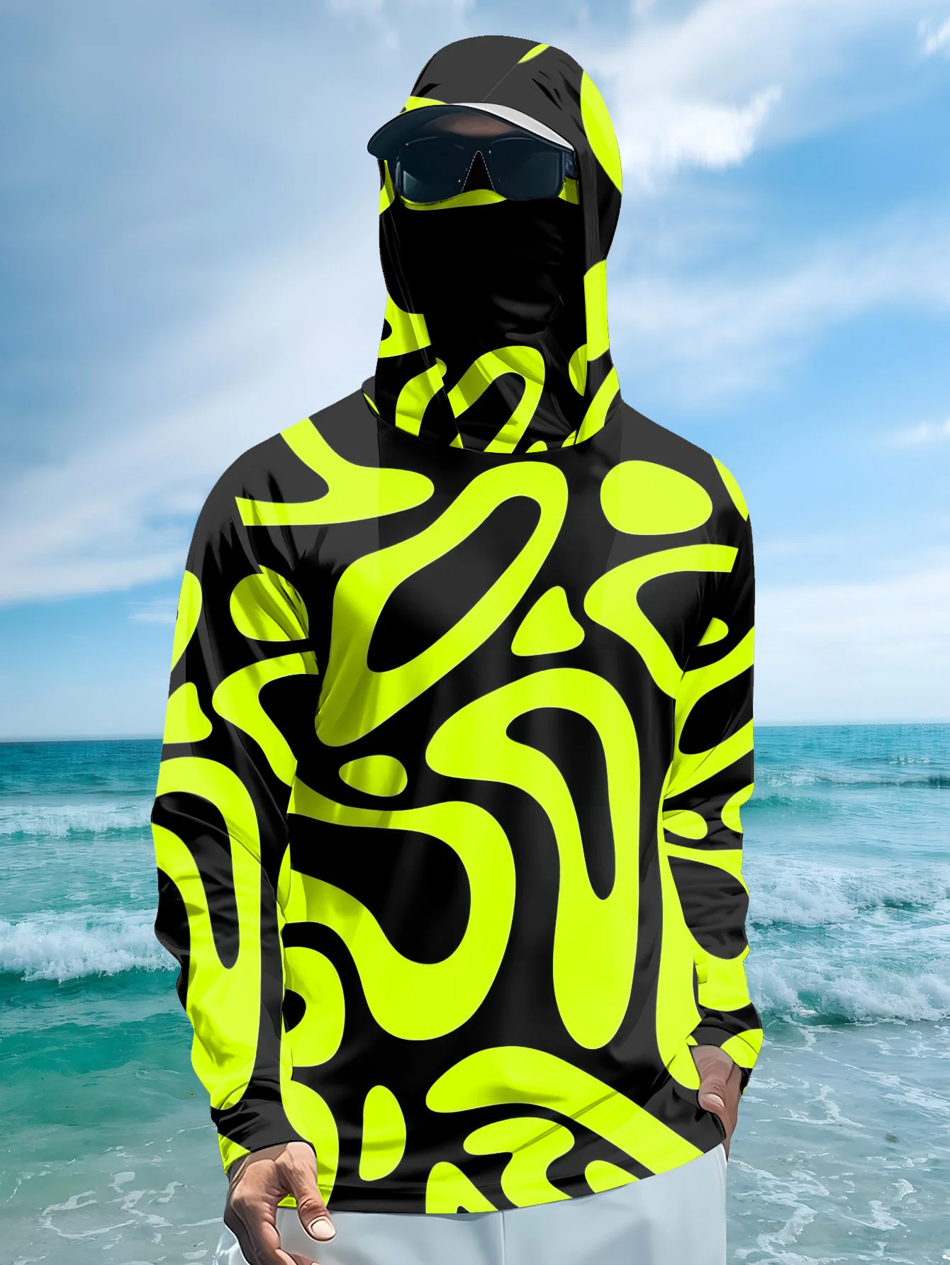 Men's Neon Green Abstract Prin - đánh giá và giá Fishing Shirt Uv Protection